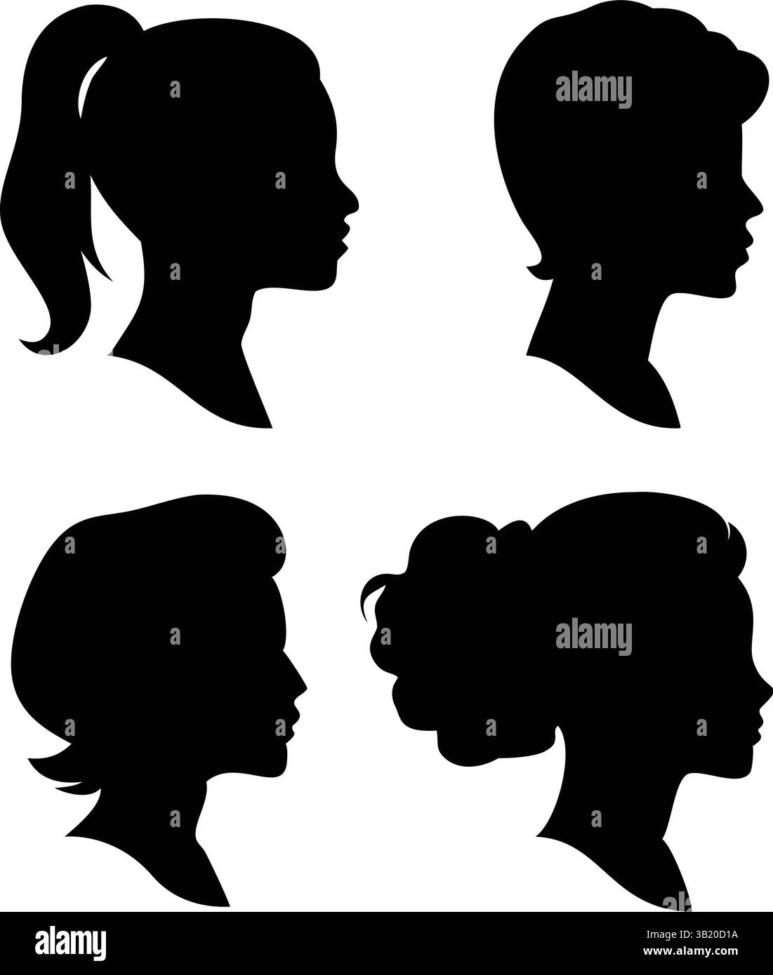 Diverse People Face Profile Silhouettes Vector: Man, Woman, Child Head ...