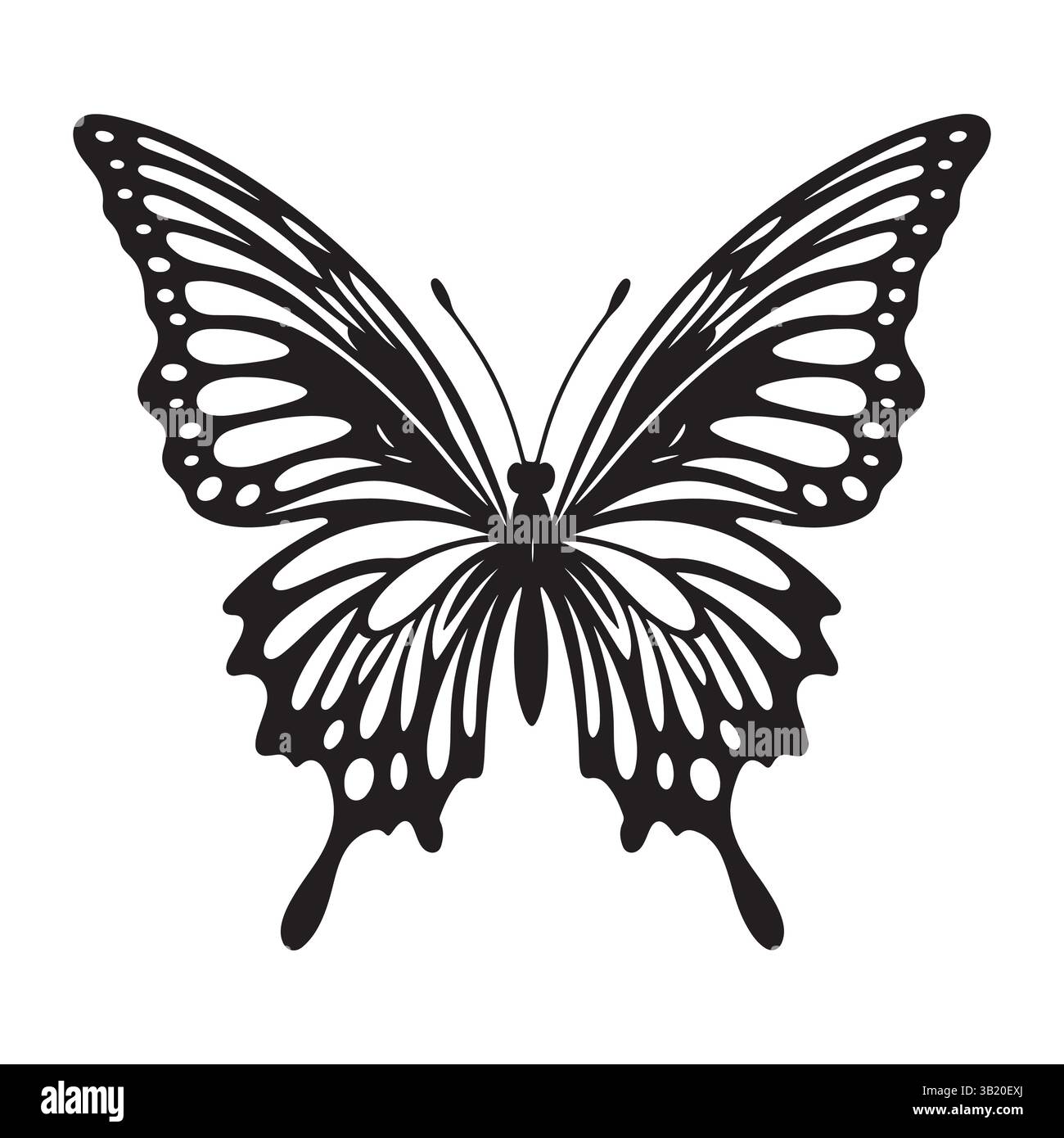 Elegant Black Butterfly Silhouette Design for Tattoos and Art Stock ...