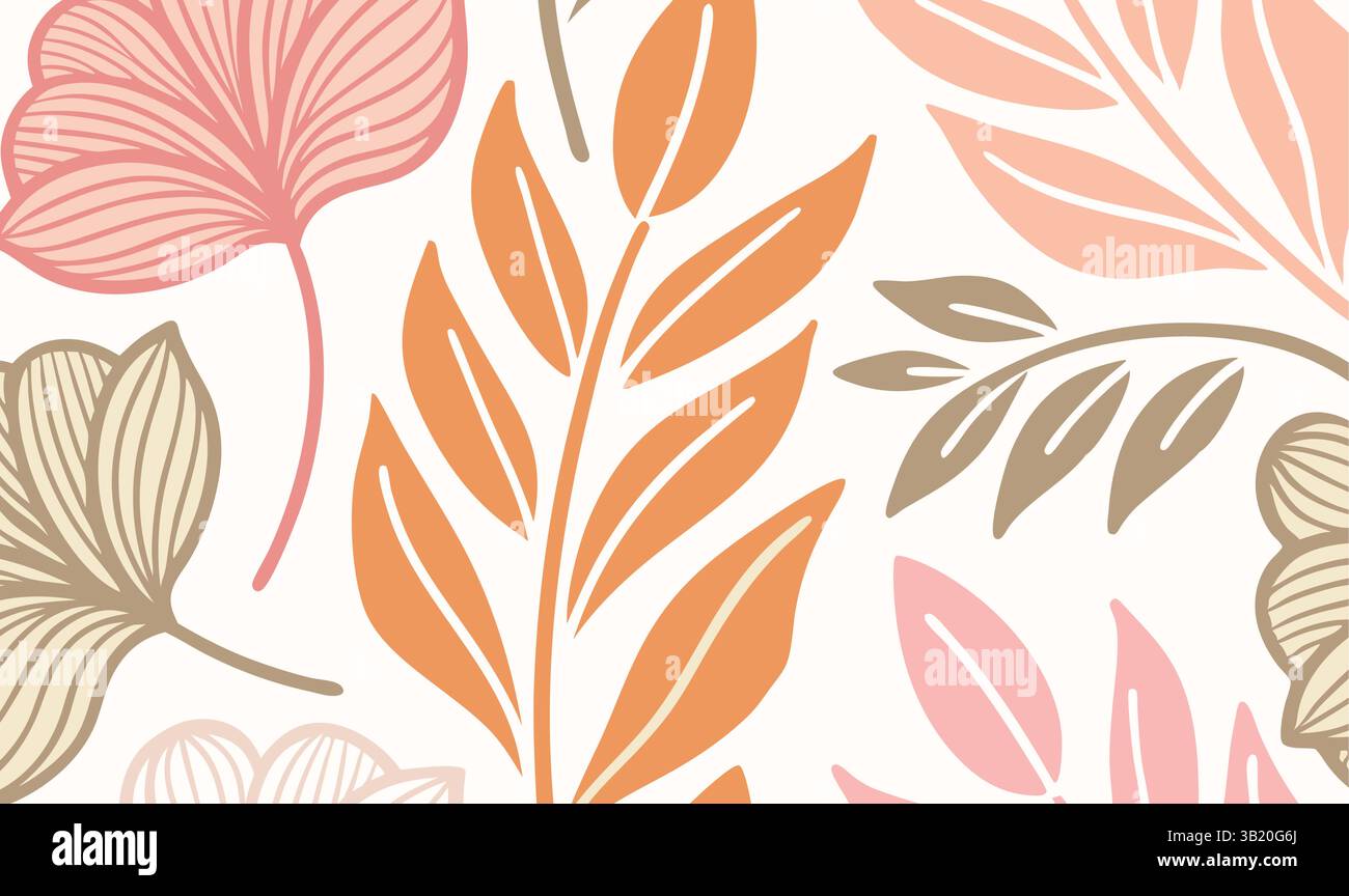 Hand Drawn Cute Flowers and leaves Seamless Pattern with Floral ...