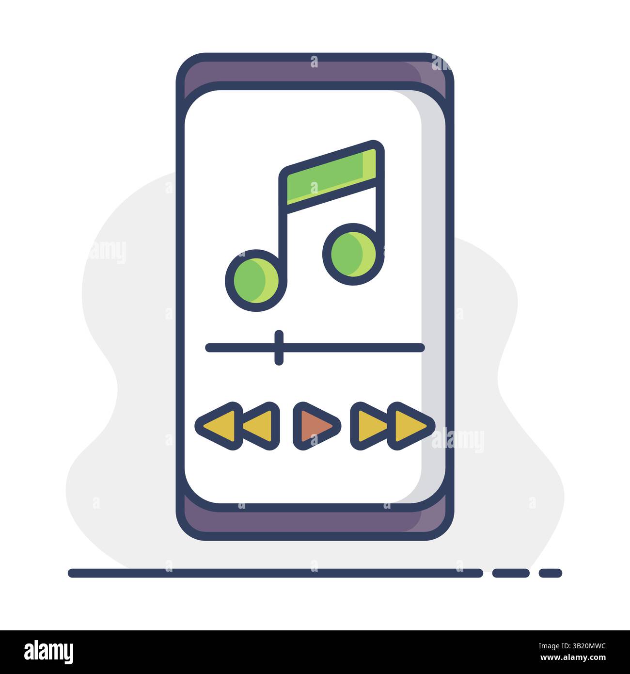 Smartphone with music player app vector isolated icon. Music sign. Graph symbol for music and sound web site and apps design, logo, app, UI Stock Vector