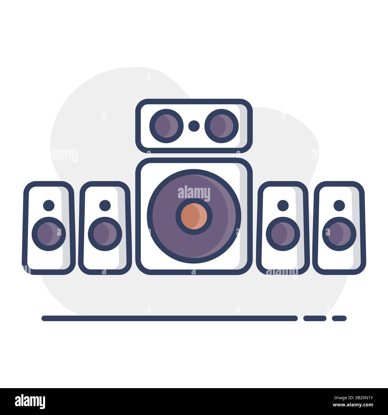 5.1 surround sound system vector isolated icon. Graph symbol for music ...