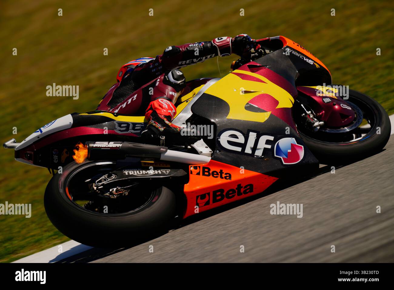 Britain's rider Jake Dixon of the ELF Marc VDS Racing Team steers his ...
