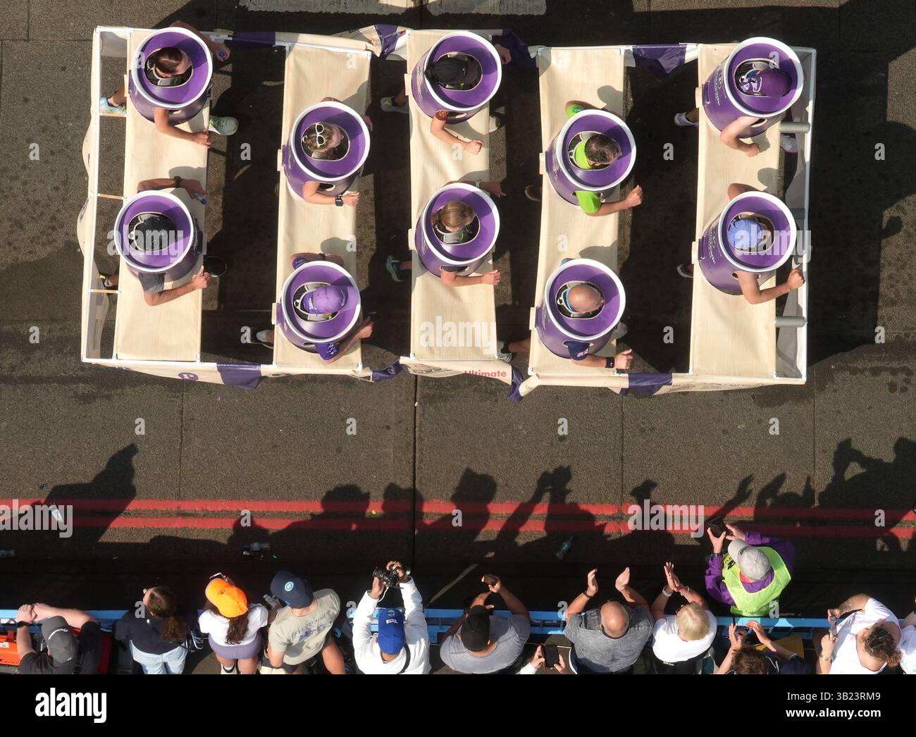 A general view from inside the viewing window above Tower Bridge of ...