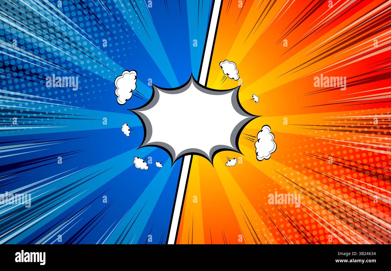 Comic Versus book blank speech bubble background. vector illustration Stock Vector