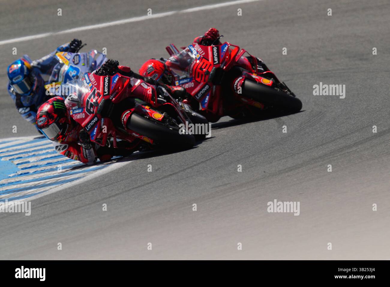 Italian rider Francesco Bagnaia of the Ducati Lenovo Team steers his ...