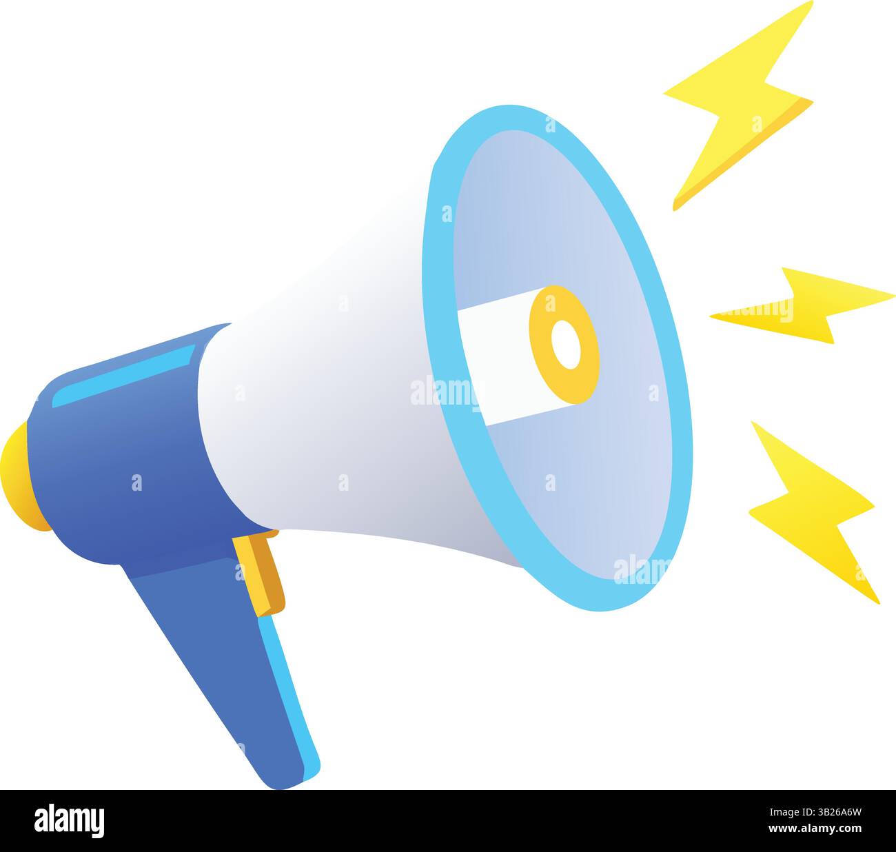 3D Blue Megaphone with Lightning Bolts – Social Media Promotion ...