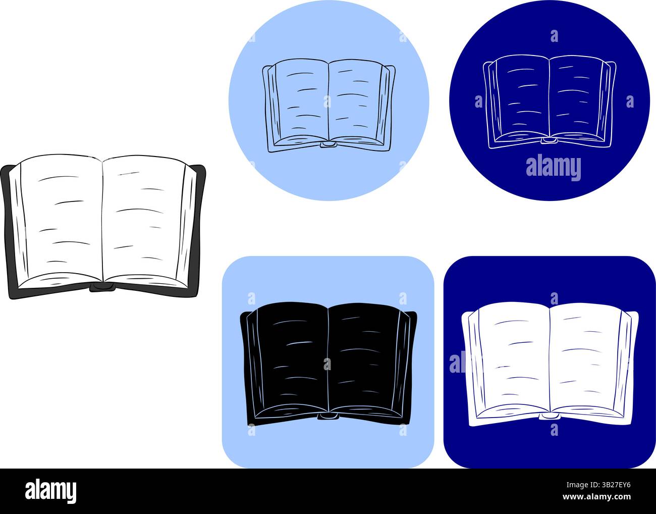 Open book logo vector icon design illustration. Graphic line ink For vacation poster, beach party invitation, backdrop, ad, sale promotion, print for Stock Vector