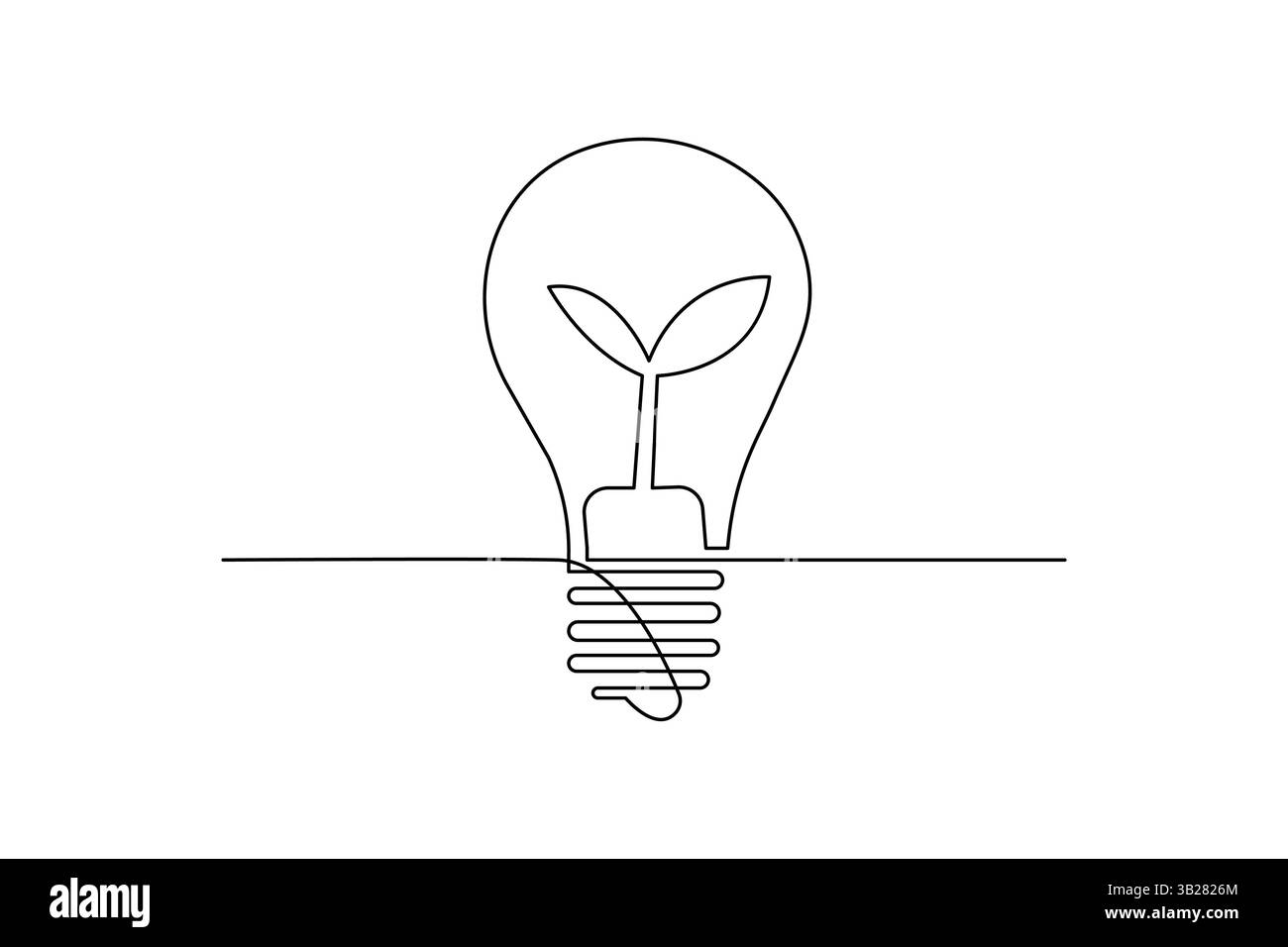 Light bulb continuous one line drawing of bulb minimalist outline ...