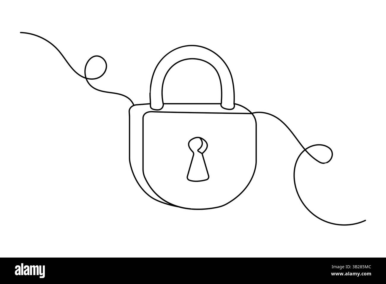 Lock continuous one line drawing of Isolated outline vector design ...