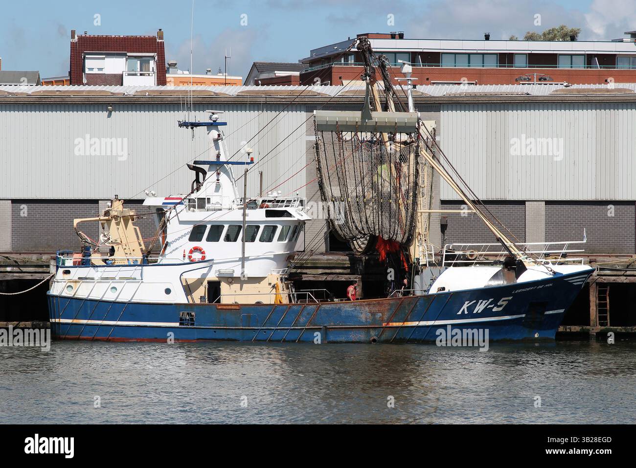 fishing vessel KW-5 Leendert de Mol in the port of Ijmuiden, Netherlands Stock Photo
