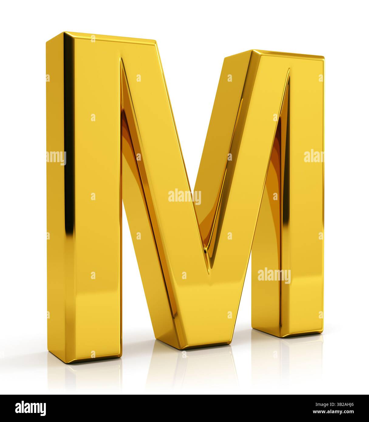 3D gold letter M isolated on white background Stock Photo - Alamy