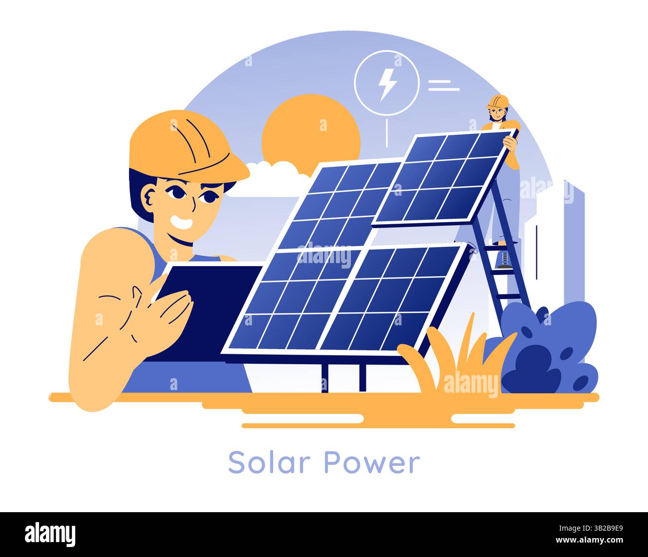 Solar construction site clean electricity Stock Vector Images - Alamy