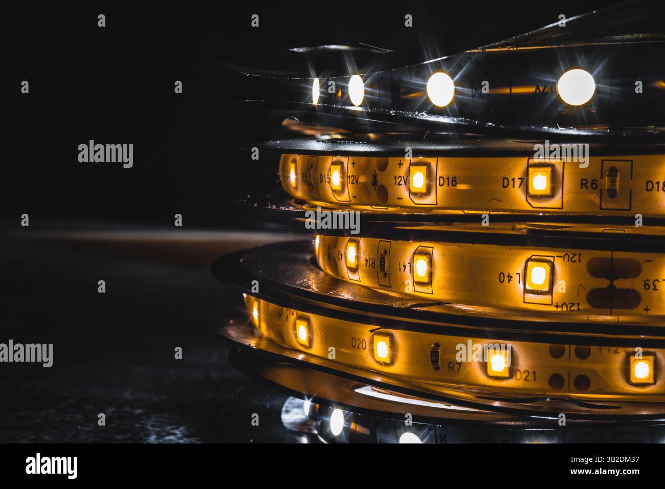 Modern LED Lighting Roll in the Dark Stock Photo