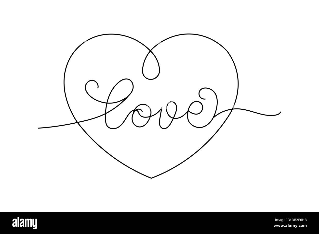 Continuous Line Drawing of Love Heart – Minimalist Vector Art Stock ...