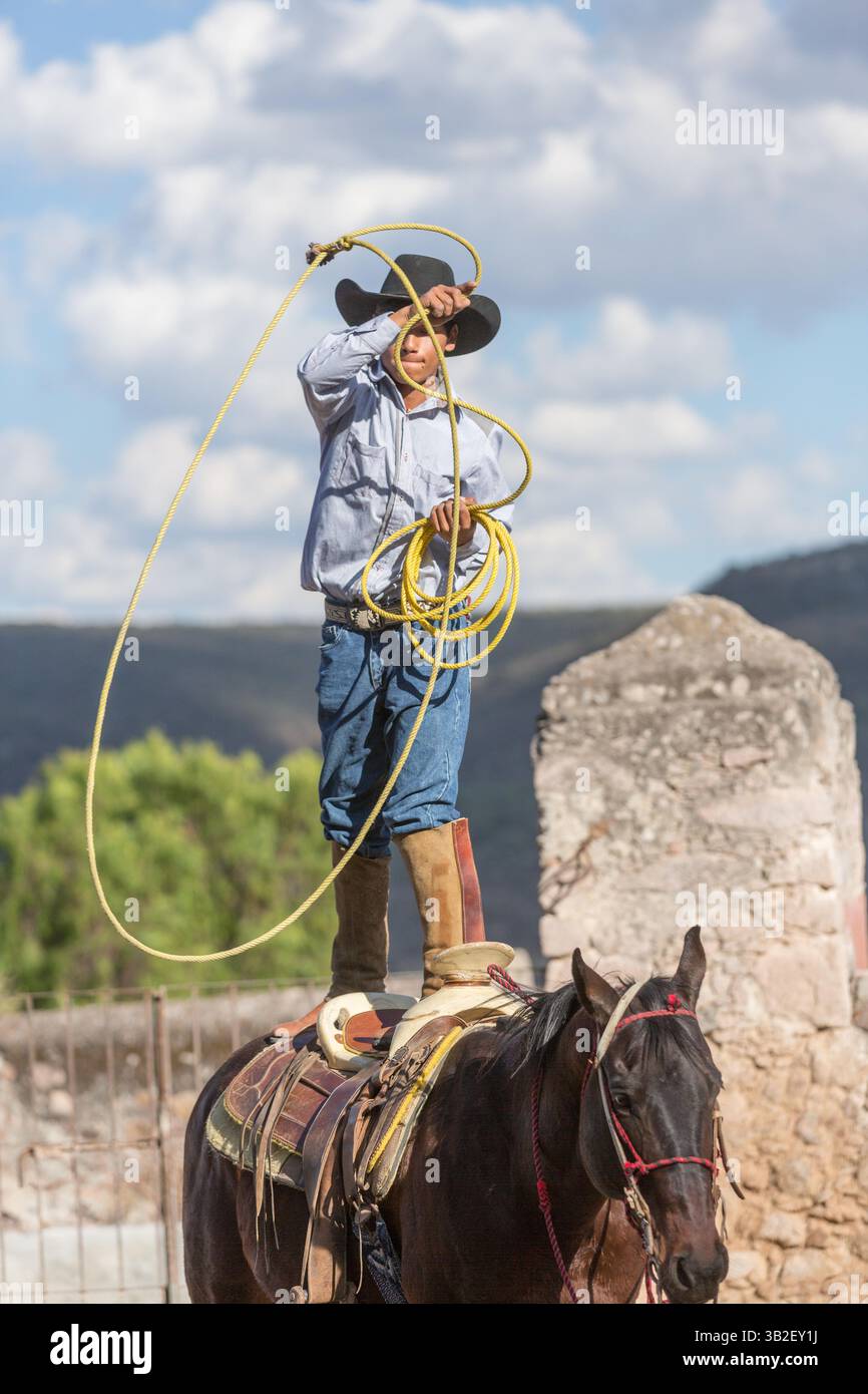 Mexican Ranch Roping Roping lasso rope lariat riata reata horseback standing equestrian ...