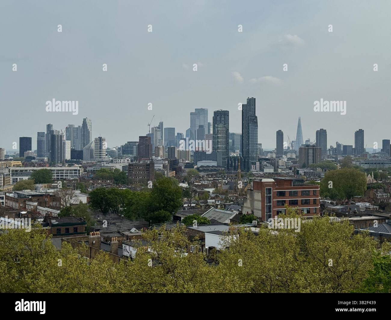 A view of Central London seen from the top of the church tower of St Mary's Church, Islington - London - Smartphone Captured Stock Image