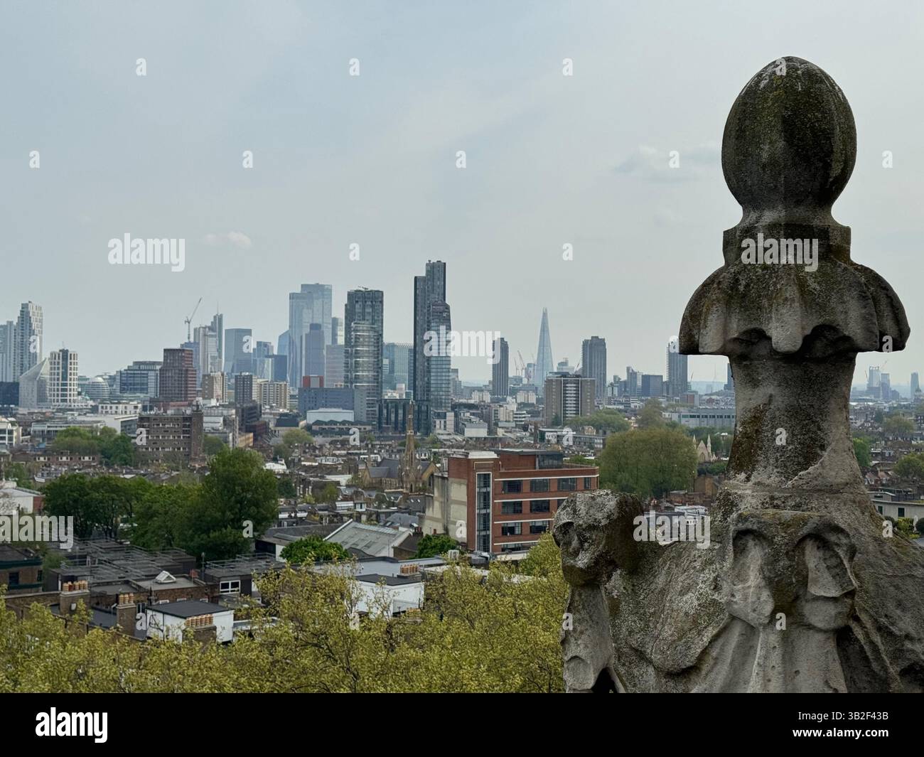 A view of Central London seen from the top of the church tower of St Mary's Church, Islington - London - Smartphone Captured Stock Image