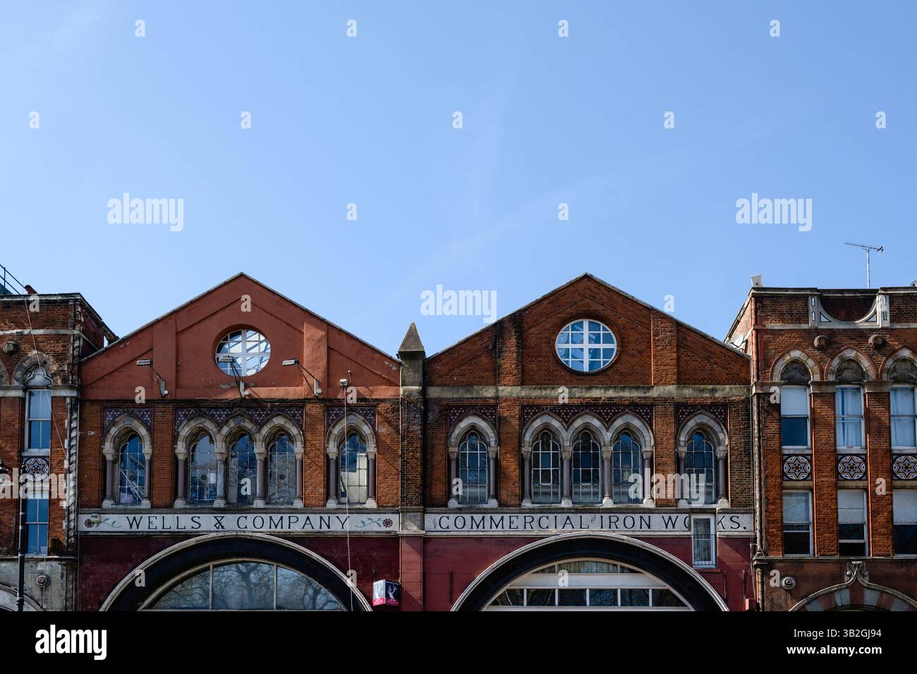 Tea Building LONDON, UK - APRIL 06, 2025: Exterior of Victorian building and sign ...