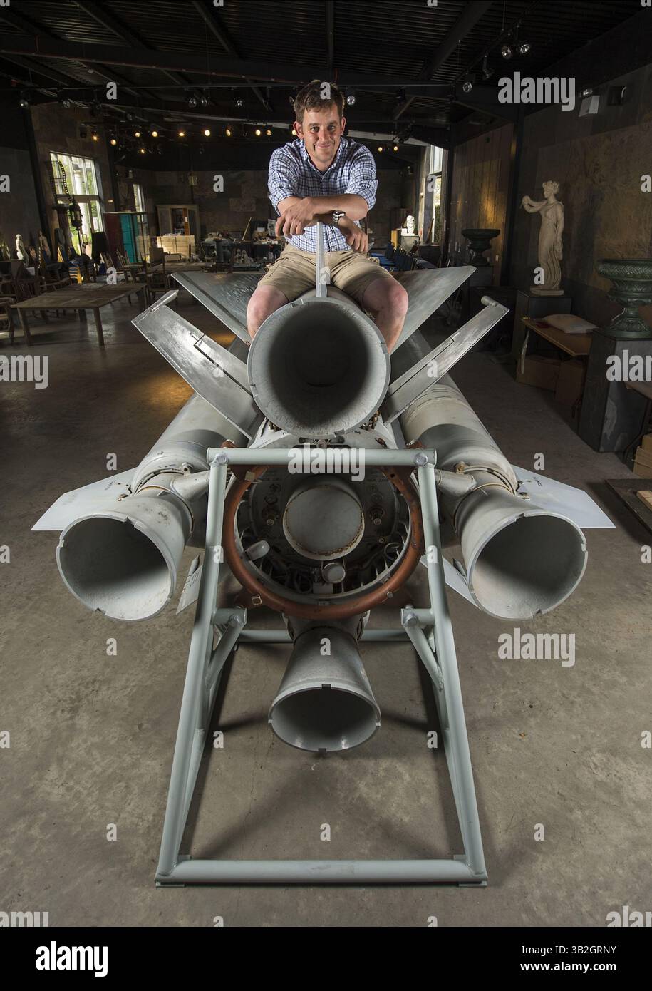May 10, 2015 - ..Auctioneer Rupert Werff with the rocket..Hypersonic ...