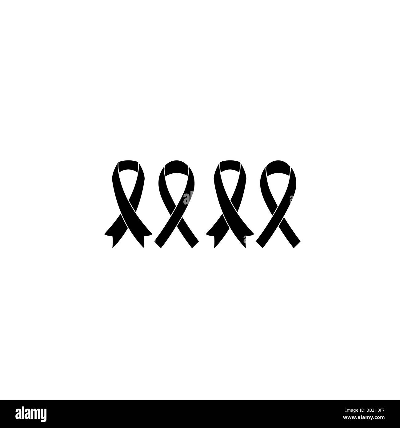 Set of Black Awareness Ribbons Depicting Mourning, Support, and ...