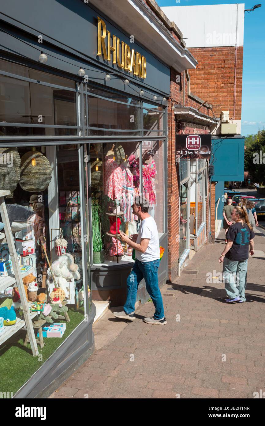 Shops and shoppers, Great Malvern, Worcestershire, UK. 2025 Stock Photo