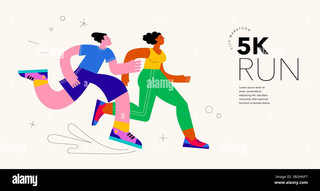 Abstract runners figures. Colorful illustration of group of people, men ...