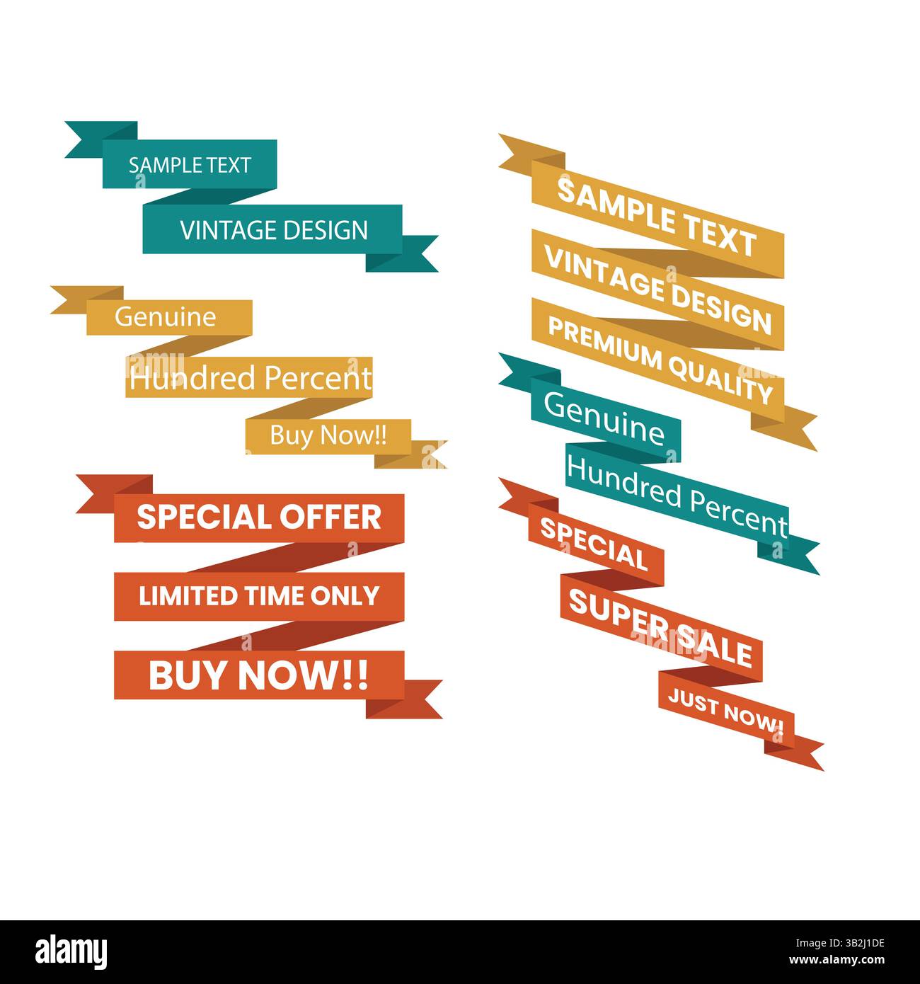 Collection of Colorful Promotional Ribbons with Text for Marketing ...