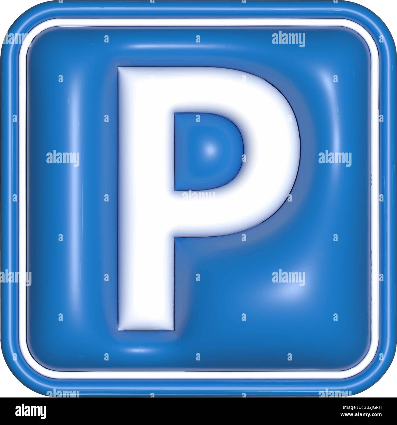 3d Parking sign. Parking place for car. Glossy blue icon for parking zone Stock Vector