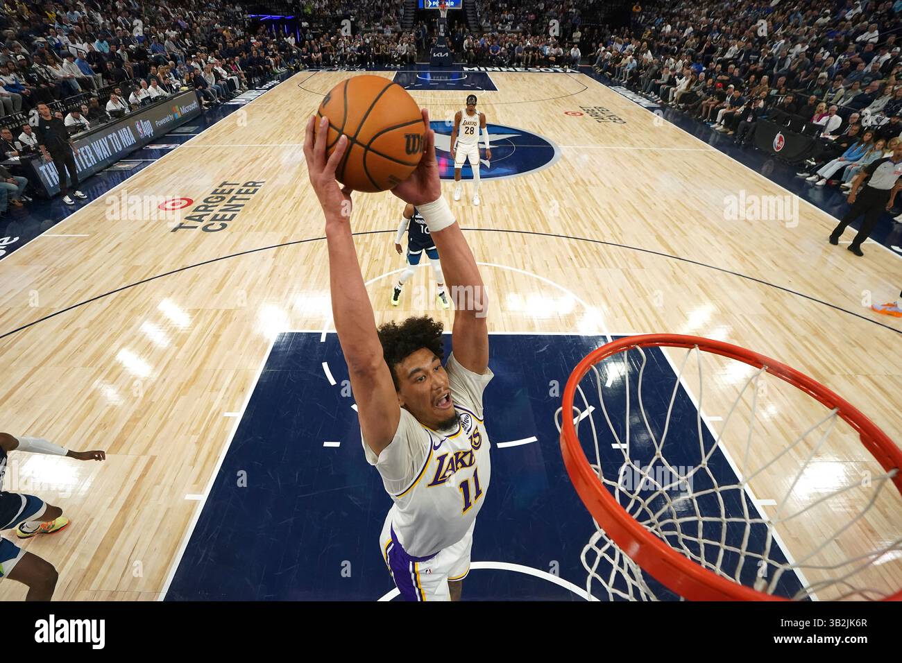 Los Angeles Lakers center Jaxson Hayes (11) goes up for a dunk during