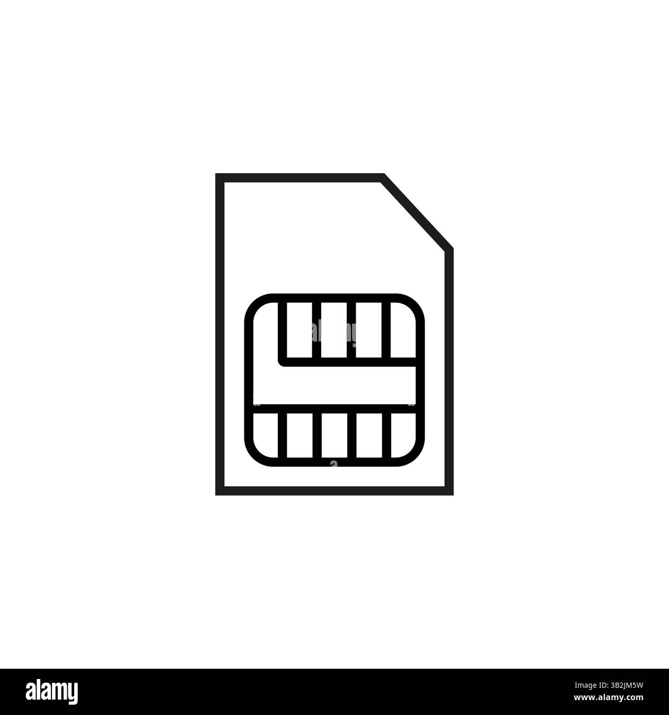 SIM card icon. Mobile chip vector. Black rectangular outline. Digital communication element. Stock Vector