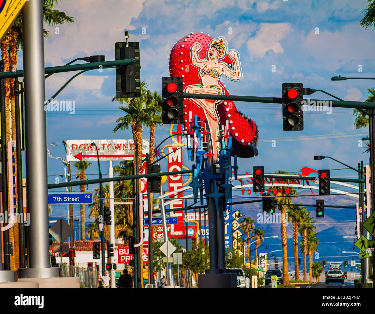 The Freemont East Arch, Entrance Into Freemont East District, Las Vegas, Nevada, USA Stock Photo
