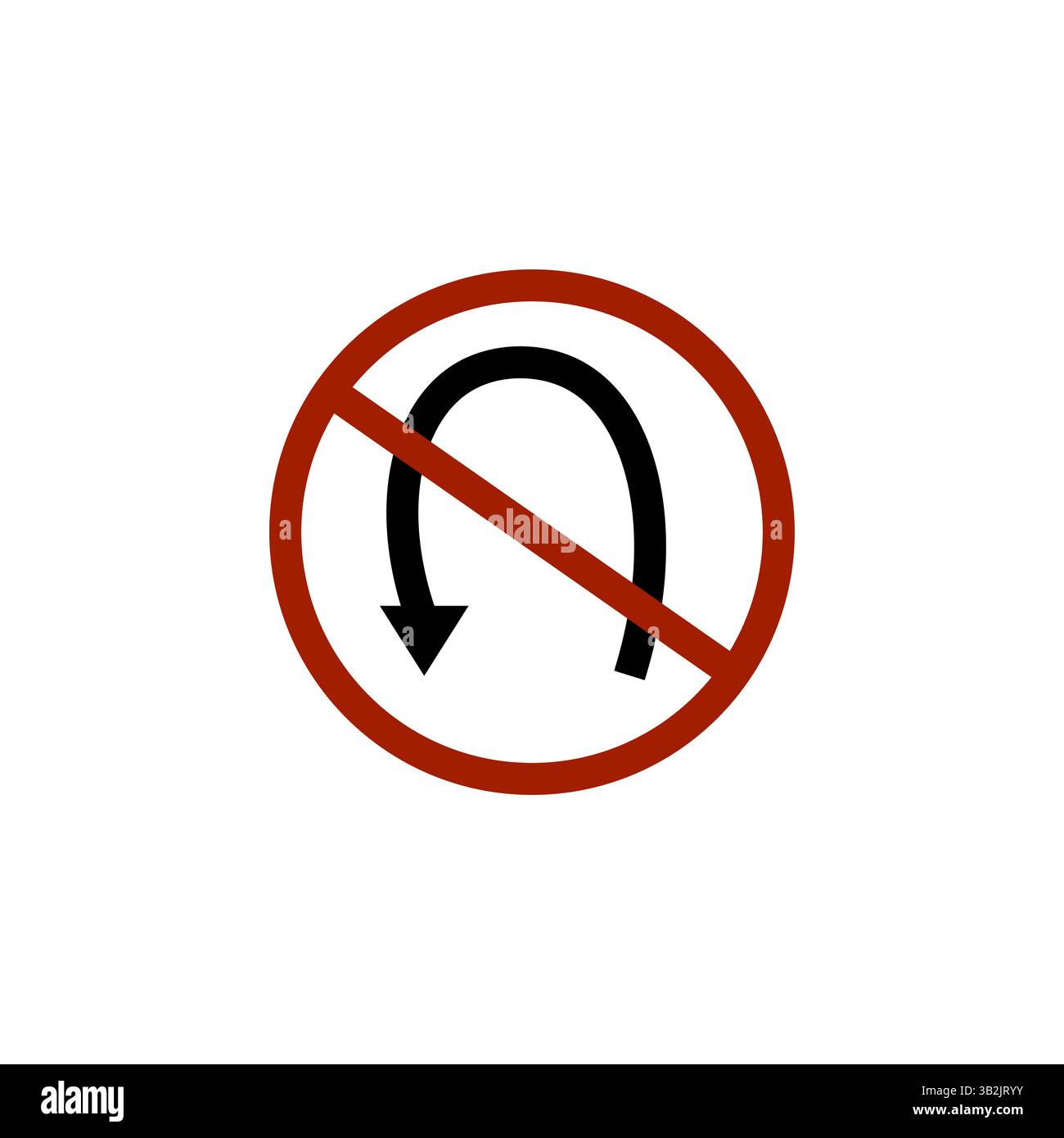 No U-turn icon. Prohibited road sign. Traffic regulation symbol. Vector warning. Stock Vector
