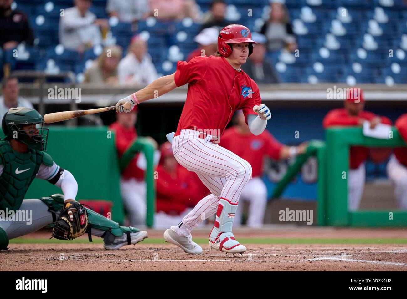 Clearwater Threshers Carter Mathison (3) bats during an MiLB Florida ...