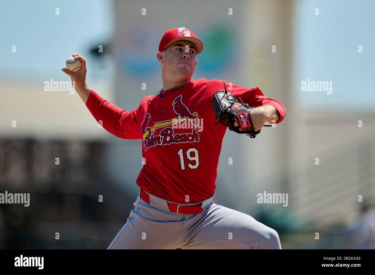 Palm beach cardinals pitcher christian worley 19 delivers a pitch