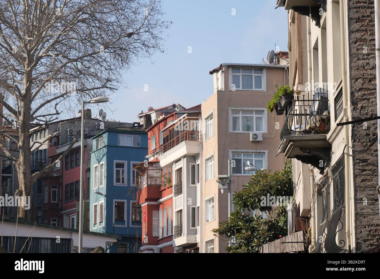 turkey istanbul 17 march 2025. Colorful buildings along a street in ...