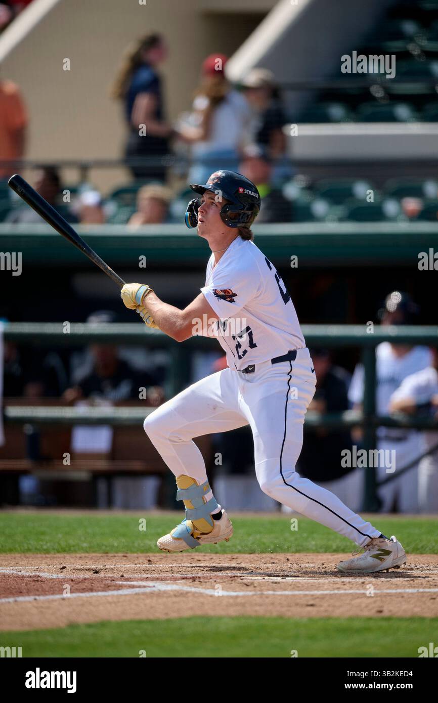 Lakeland Flying Tigers Bryce Rainer (27) hits his first professional ...