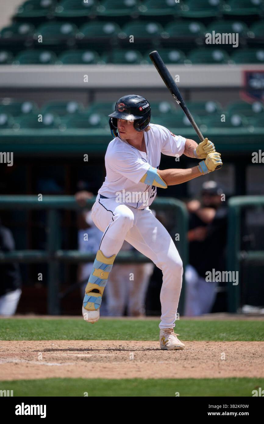 Lakeland Flying Tigers Bryce Rainer (27) bats during an MiLB Florida ...