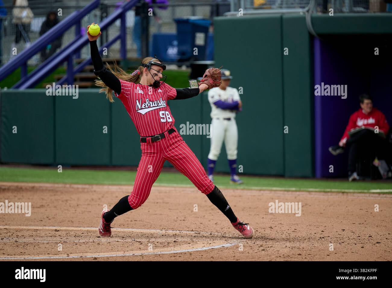 Nebraska Cornhuskers pitcher Jordy Bahl (98) delivers a pitch during an ...