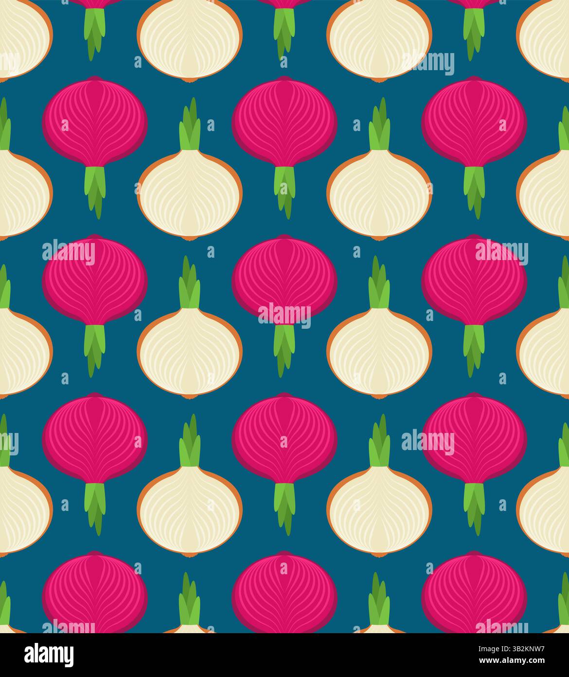 Onion pattern seamless. Onion bulb slice background. Vegetable texture Stock Vector