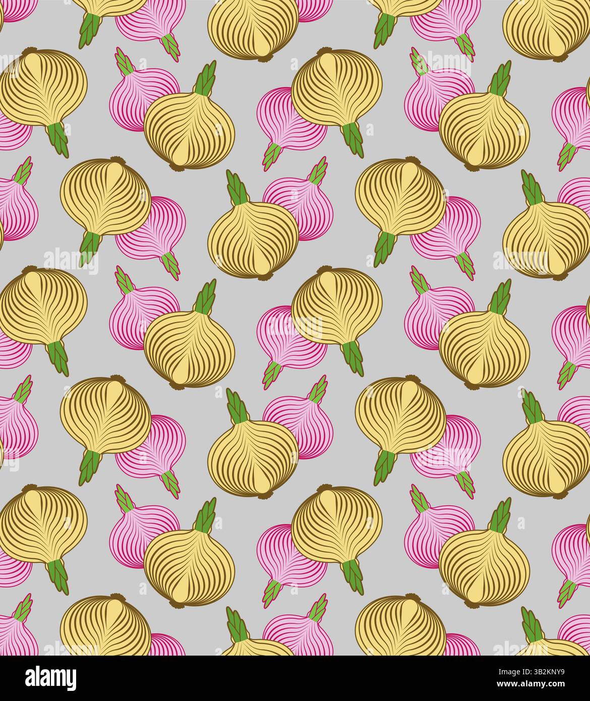 Onion pattern seamless. Onion bulb slice background. Vegetable texture Stock Vector