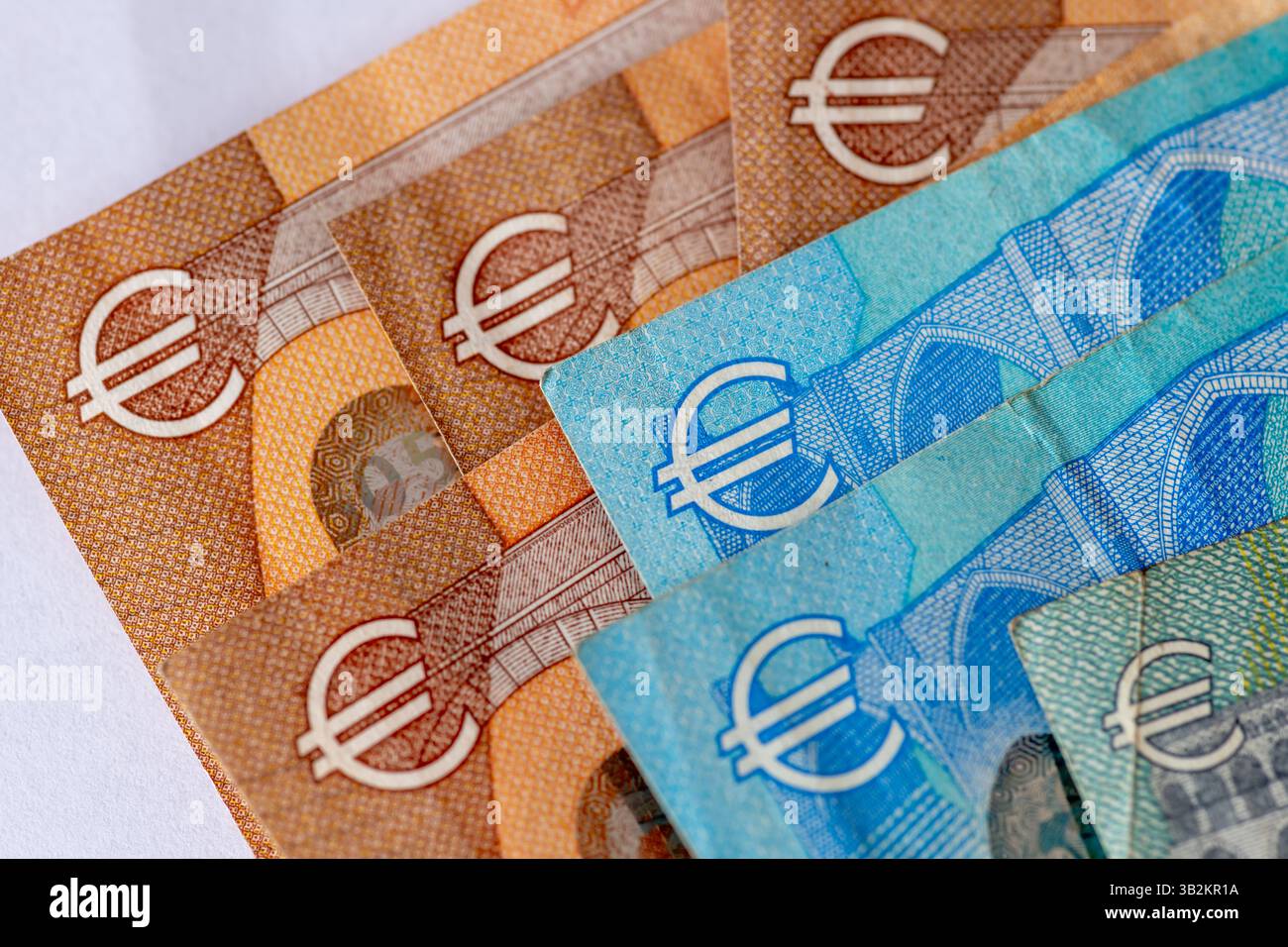The symbol for the Euro currency as printed on the Euro bank notes of the European Union. Stock Photo