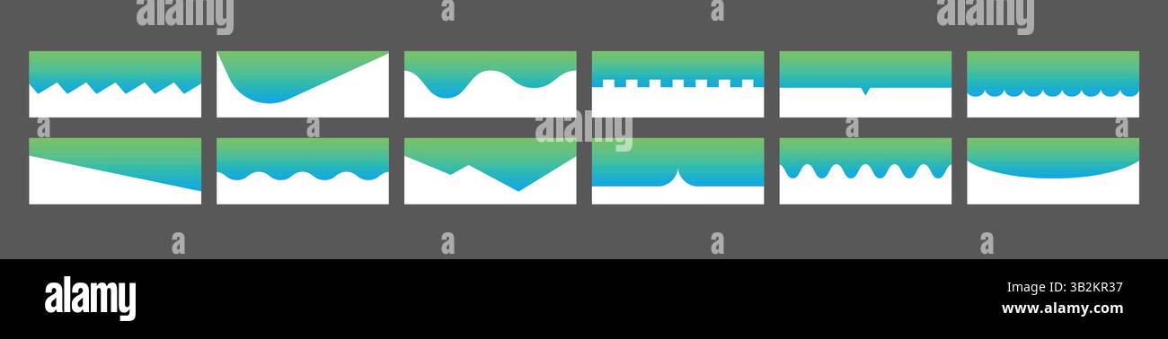 Green dividers shapes vector set. Stock Vector