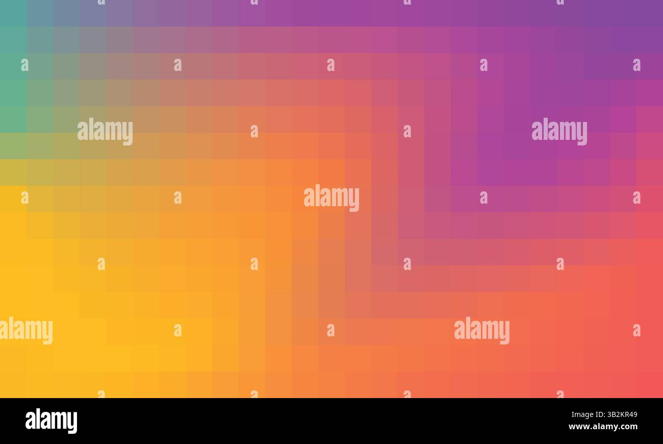 Pixel bright gradient background with mosaic squares Stock Vector