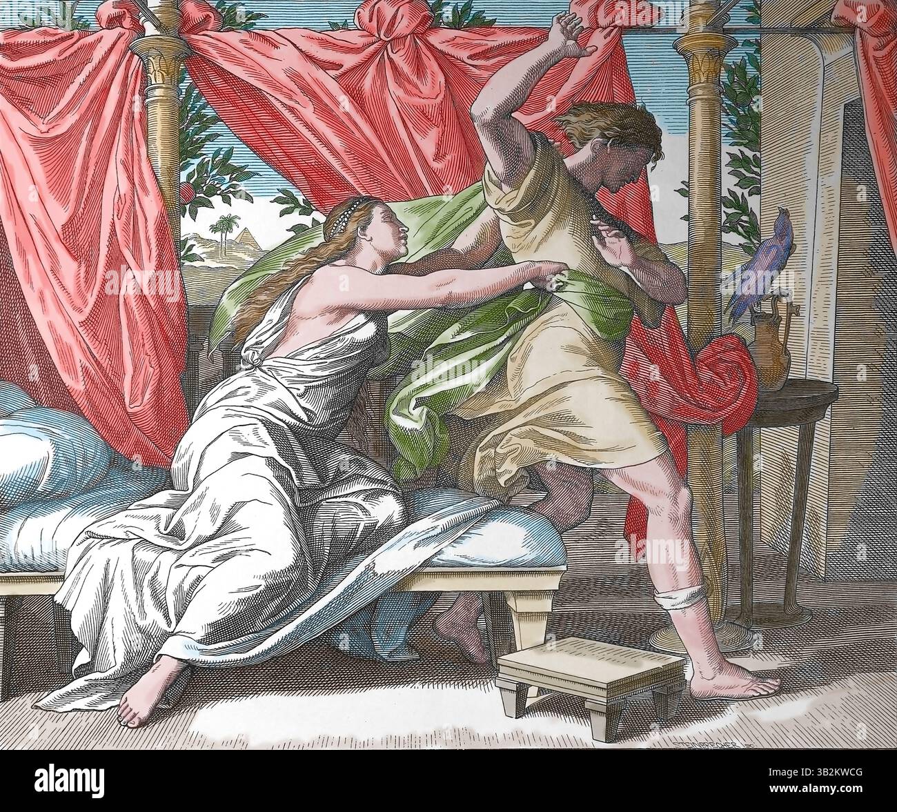 Bible. Josep and Potiphar's wife. Illustration by J. Schnorr von ...