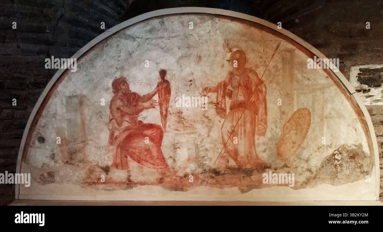 7680. Roman fresco depicting Prometheus creating man in the presence of ...