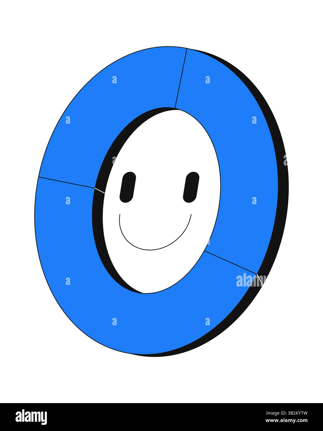Smiling donut pie chart for analytics and engagement 2D cartoon object Stock Vector