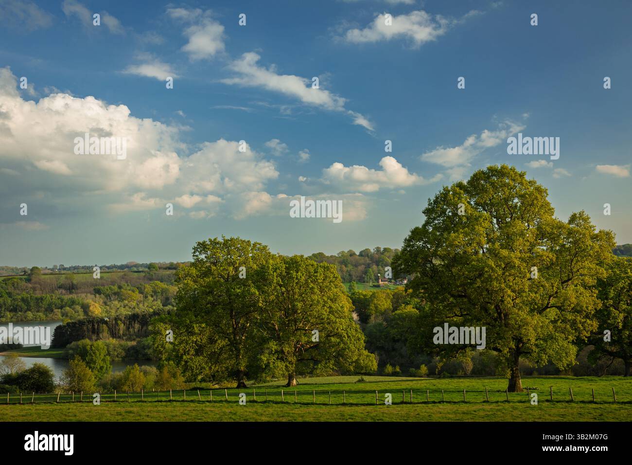 Beautiful views of Bewl Water Reservoir and the high weald on the East Sussex Kent border south east England UK Stock Photo