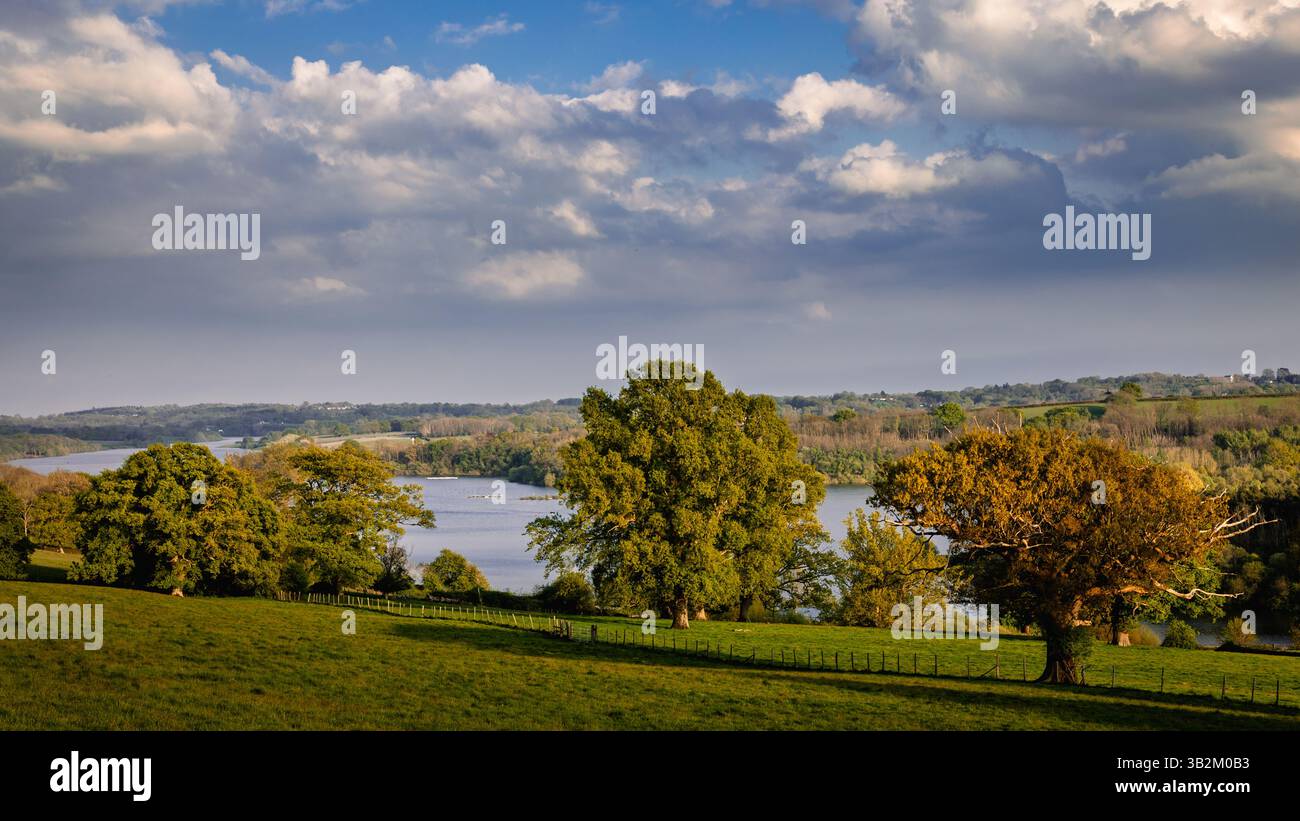 Beautiful views of Bewl Water Reservoir and the high weald on the East Sussex Kent border south east England UK Stock Photo
