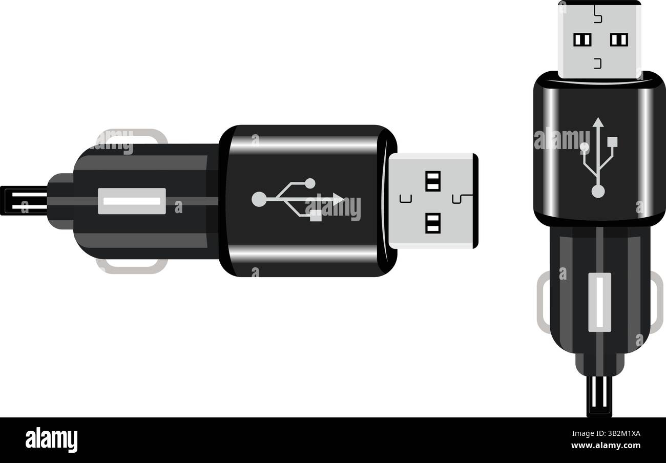 Professional Car USB Adapter, Sleek Black White and Vector, Modern ...