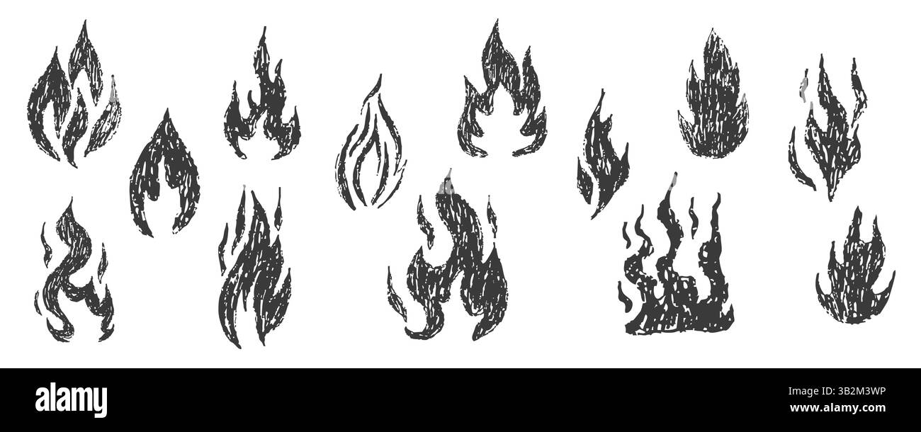 Fire flame grunge hand drawn chalk. Tattoo abstract y2k vintage simple ...